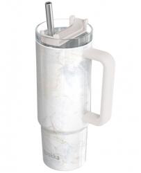 QUOKKA Vibe Smartgrip, rozsdamentes acél termosz pohár, márvány, 880ml, 40372 (40372)