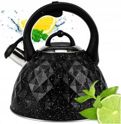 Karl Hausmann Gazra Tehető Vízforraló Síppal, Tetővel, 3 Literes, Rozsdamentes Acél, Indukciós, Fekete (5905155012326)