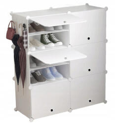 HÖGLER Moduláris Cipősszekrény Apróságok Tároló Komód Könyvespolc MX3 Fehér 12 Polc (3403)