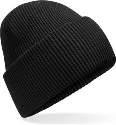 Beechfield Polylana® duplafalú, visszahajtható sapka - Black (B385RBLK)