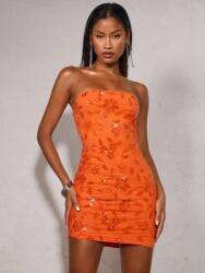 Shein Narancssárga Mini Ruha Paillettákkal (L)