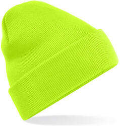 Beechfield kötött duplafalú visszahajtott sapka - Fluorescent Green (B045FLG)