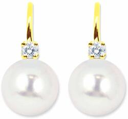 White & Black Igazgyöngy Classic gyémánt fülbevaló - 8-8, 5mm - kapcsos - akoya (AU14034)