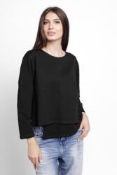 Pierino Bluza asimetrica cu suprapunere in colt din tricot de bumbac, neagra L/XL