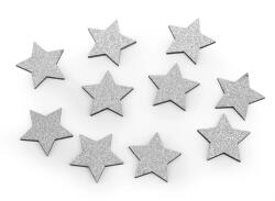  Fa csillag - ezüst glitterrel (ÁR = 1 darab) (h2)