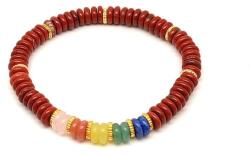 R. M. ékszer Vörös jáspis ásvány karkötő 5 korong köves díszítéssel 6×2 mm (060351)