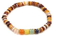 R. M. ékszer Mookait jáspis ásvány karkötő 5 korong köves díszítéssel 6×2 mm (060362)