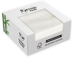 Cheeky Panda Szalvéta, bambusz, 1/4 hajtogatott, 2 rétegű, 39x39 cm, 100 db, CHEEKY PANDA, fehér (PFCNAPKXL4)