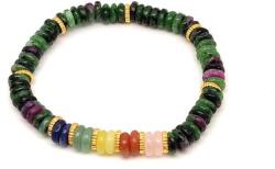 R. M. ékszer Rubin zoizit ásvány karkötő 5 korong köves díszítéssel 6×2 mm (060348)