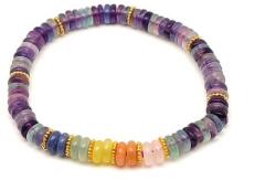 R. M. ékszer Fluorit ásvány karkötő 5 korong köves díszítéssel 6×2 mm (060367)