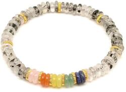 R. M. ékszer Turmalinkvarc ásvány karkötő 5 korong köves díszítéssel 6×2 mm (060361)