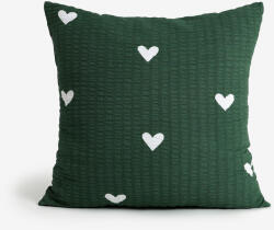Goldea krepp párnahuzat - szívecskék, sötétzöld alapon 45 x 45 cm