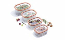 Status Fresko Polipropilén vákuumtároló szett edzett üveg tetővel (Lazac 0, 5 L + 0, 9 L + 1, 4 L + 2, 3 L)