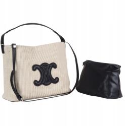 Massimo Connti Massimo Contti kézitáska klasszikus strandtáska fonott bézs fekete (047 plaz)