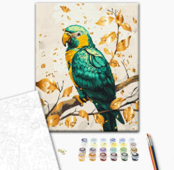 Alkotásutca Smaragd papagáj - Prémium számfestő készlet kereten 40x50