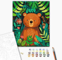Alkotásutca Játékos medve a dzsungelben - Számfestő készlet kereten 30x40