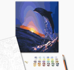 Alkotásutca Delfin a naplementében - Számfestő készlet kereten 40x50