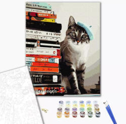 Alkotásutca Olvasó macska - Számfestő készlet kereten 40x50