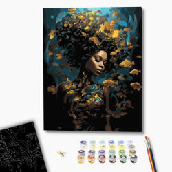 Alkotásutca Víz alatt - Számfestő készlet fekete vásznon, kereten 40x50