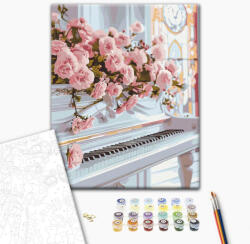 Alkotásutca Rózsás zongora - Számfestő készlet kereten 40x50