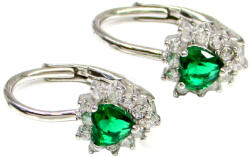 Kristályos Szívecske KIS KRISTÁLYOS SZÍVECSKE ezüst fülbevaló - 15 mm - zöld (2 éves kortól 7 éves korig) (2025111307)