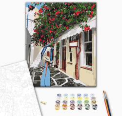 Alkotásutca Egy nap Santorinin - Számfestő készlet kereten 40x50