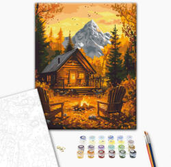  Tábortűz az őszi erdőben - Számfestő készlet kereten 40x50