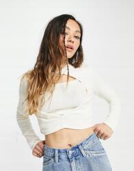 Topshop Krémszínű Bordázott Felső 2 Az 1-BEN(42) (370981)