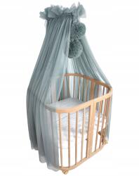 Koell Baldachin pomponokkal kiságyhoz "Tüll Khaki (BAL-LO-TIUL-06)