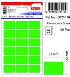 Tanex Etichete autoadezive color, 22 x 32 mm, 180 buc/set, Tanex - verde fluorescent (TX-OFC-116-FGR) - officeclass
