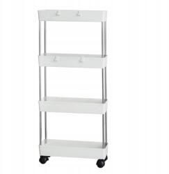 Modeus Fürdőszobai Polc Kerekeken 4 Szintes Konyhai Állvány Kocsirendszer Fehér (FD5G)