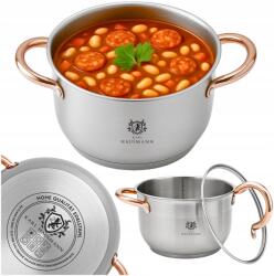 Karl Hausmann Indukciós És Gáztűzhelyre Alkalmas Rozsdamentes Acél Edény 6L 26cm Fedővel Arany Színű Edények (GARNEK MAŁY 6L GARNEK STALOWY INDUKCJA GAZ)