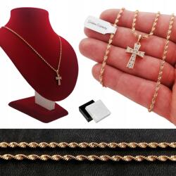 Golden Celebrity Arany Nyaklánc Szingapúr +kereszt Strasszokkal 60CM Születésnapi Ajándék 18K