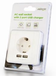Gembird EG-ACU2A2-01 Energenie AC wall socket with 2 port USB charger German socket (EG-ACU2A2-01)
