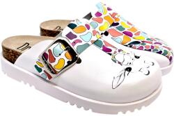 Dr Feet Saboti medicali Dr Feet 16202 alb cu girafa vesela - dama (MARIMEA: 39) (10301)