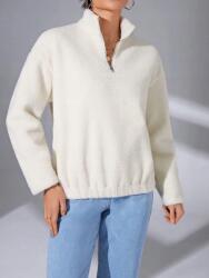Shein Ecru Színű Plüss Pulóver Cipzárral (M) (595102)