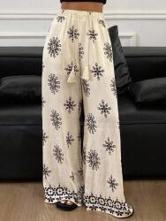 Dazy Egyenes Szárú Ekrü Mintás Nadrág (s)
