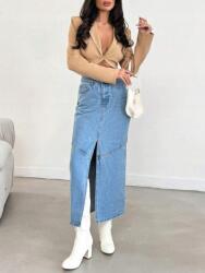 Shein Kék Farmer MIDI Szoknya (34)