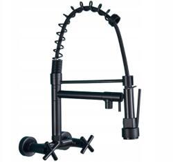 MYQualife Konyhai Csaptelep Fali Kihúzható Kifolyócső Fekete (K08)