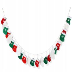 H&S Decoration Adventi naptár karácsonyi lógó fali filc zokni 2, 2 m (8720573248518)