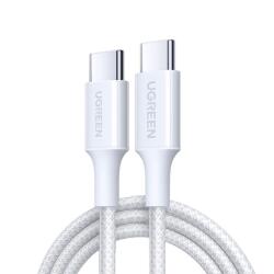 UGREEN CABLU alimentare si date Ugreen, "L501", Fast Charging Data Cable pt. smartphone, USB Type-C la USB Type-C 60W / 3A, braided, 1m, alb "35254" (timbru verde 0.08 lei)