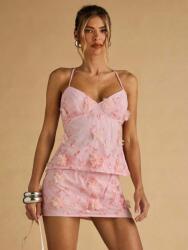 Shein Rózsaszín Mini Szoknya Hímzéssel (L)