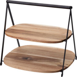 Excellent Houseware Suport servire cu 2 nivele Excellent Houseware, lemn, 27x25x25 cm, maro (KO-210001650) Tava