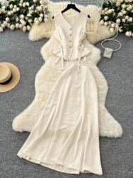 Shein Ecru Szoknya Mellény Szett (XL)