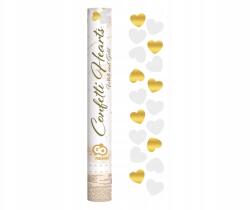 GoDan Pneumatikus konfetti Godan arany-fehér szívecskékkel 40 cm