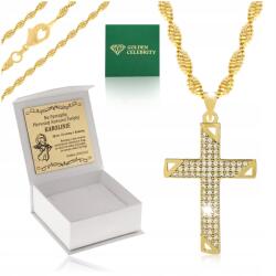 Golden Celebrity Arany Szingapúri Lánc Kereszt Strasszok Gravírozás Ajándék Keresztelő
