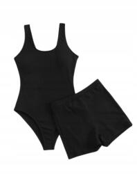 Shein Egyrészes Fürdőruha, Size M, bordázott, fekete, 95% poliészter