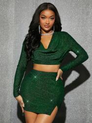 Shein Zöld Csillámos Felső (s) (586607)