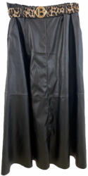 BeUnique Fashion Bőrhatású maxi szoknya zsebes állat mintás övvel Black One Size
