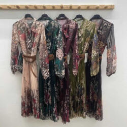 BeUnique Fashion Muszlin ruha plisszírozott alsó résszel Coffee Flower One Size